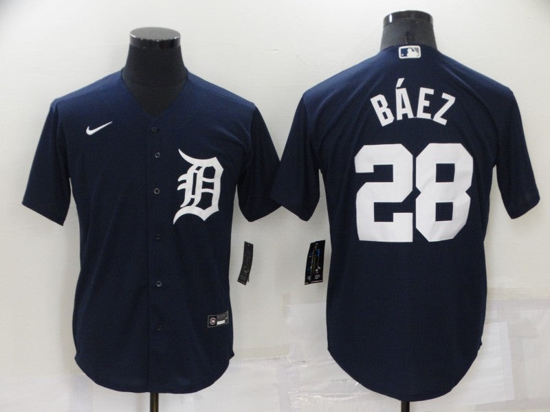 Men's Detroit Tigers Javier Baez #28 Navy Baseball Jersey